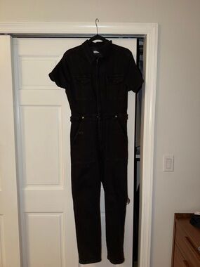 Good American Black Short-Sleeve Jumpsuit Jeans